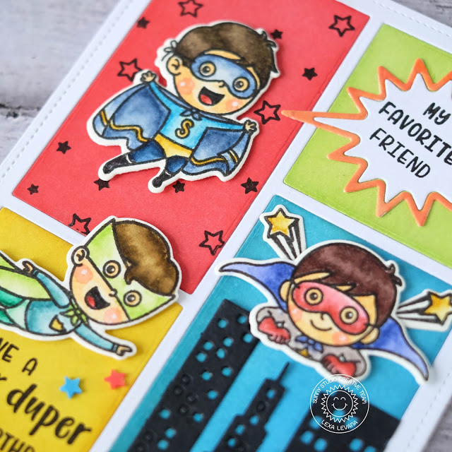Sunny Studio Stamps: Super Duper Cityscape Border Dies Comic Strip Speech Bubble Dies Super Hero Themed Card by Lexa Levana Sunny Studio Stamps: Super Duper Cityscape Border Dies Comic Strip Speech Bubble Dies Super Hero Themed Card by Lexa Levana