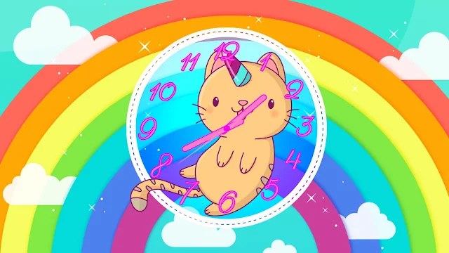 Kawaii Kitty Cat Clock Screensaver
