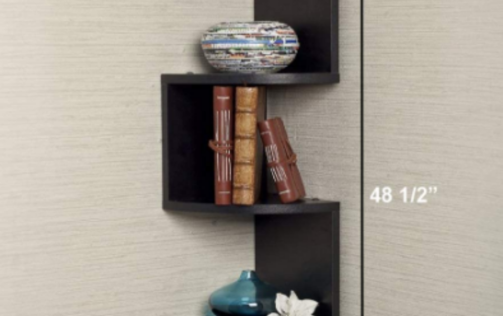 Greenco 5 Tier Wall Mount Corner Shelves Espresso Finish