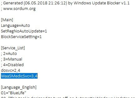 Bloqueador de actualizaciones de Windows