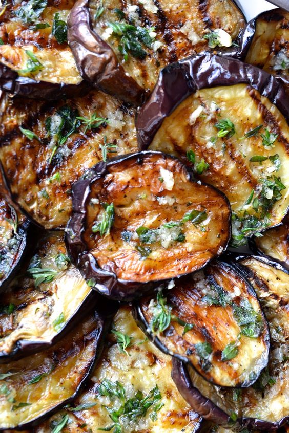 Grilled Eggplant with Garlic & Herbs Avirtualvegan