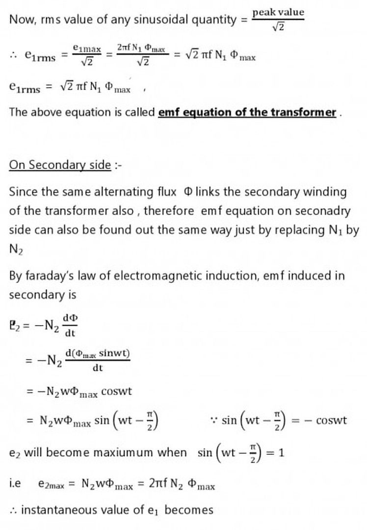 emf equation of  transformer