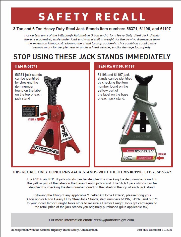 The Feral Irishman PSA for recall of Harbor Freight Jack Stands...