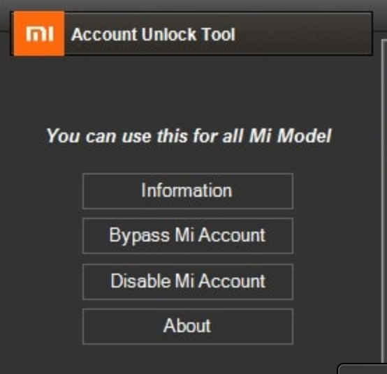 Mi Account Unlock Tool