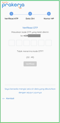 Pendaftaran Kartu Prakerja 4 13.verifikasi OTP