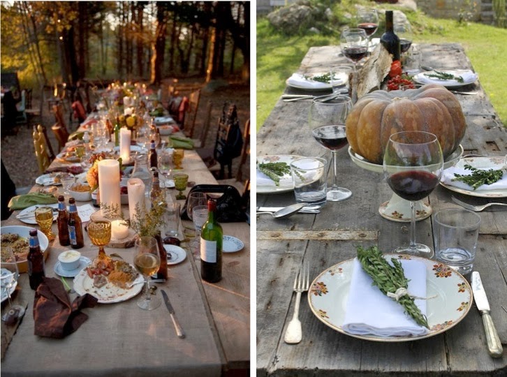 mesas al aire libre en otoño