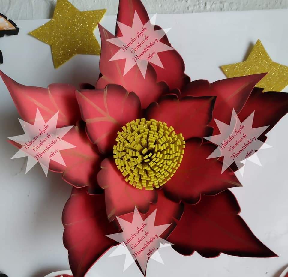 Molde de flor de cartolina para decoração de natal - Ver e Fazer