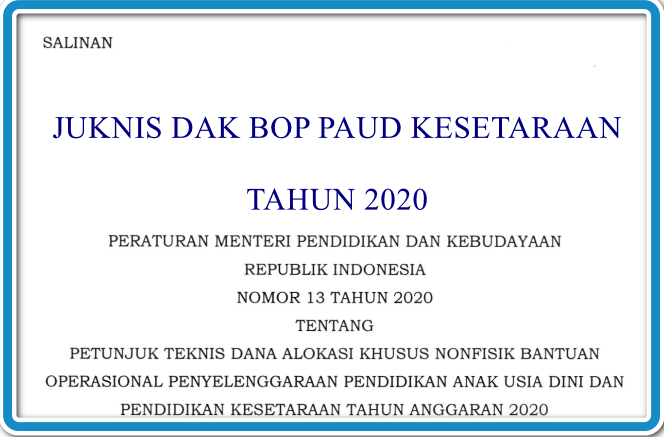 Juknis Bop Paud Kesetaraan 2020