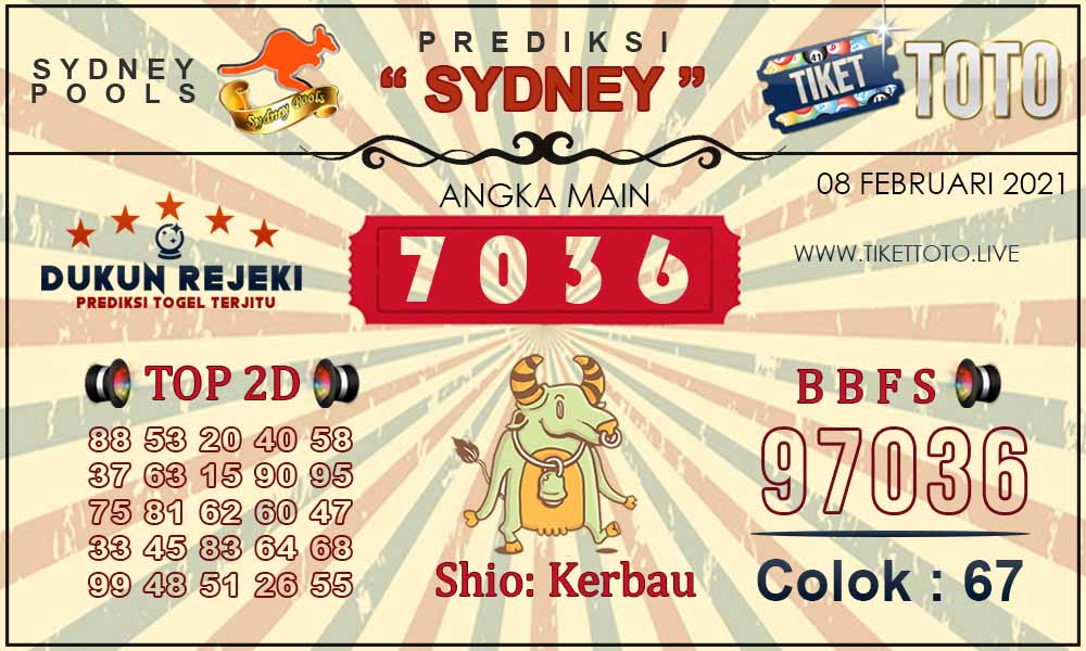 Prediksi Togel SYDNEY TIKETTOTO 08 FEBRUARI 2021