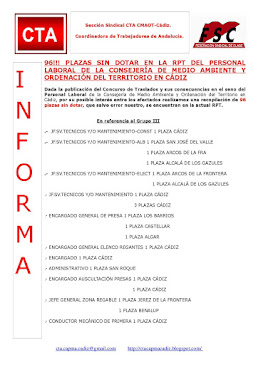 96!!! PLAZAS SIN DOTAR EN LA RPT DEL PERSONAL LABORAL DE LA CONSEJERÍA DE MEDIO AMBIENTE Y ORDENACI