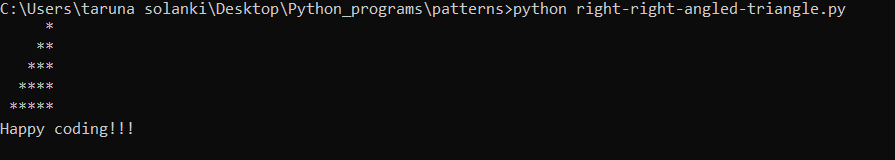 Program To Create Right Right-angled Triangle Pattern In Python ~ Appychip
