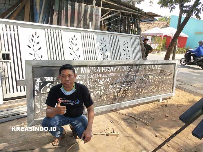 Pintu Pagar Plat Besi Cutting Laser pesanan Bpk Umar Fauzi di Cilegon Banten