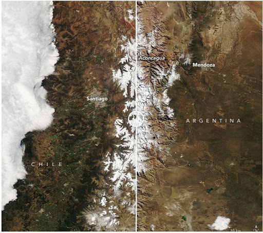 Tormentas de nieve en Los Andes suramericanos