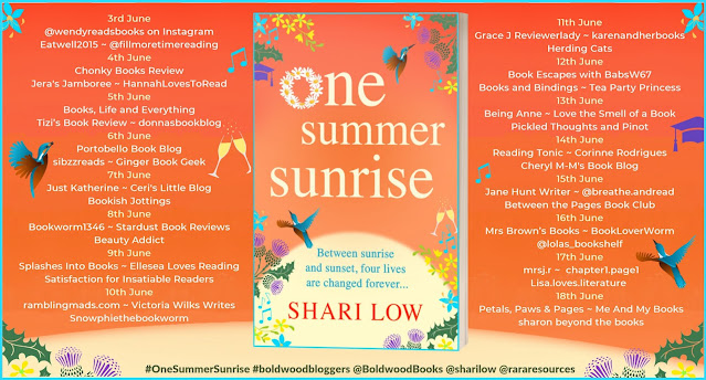 One Summer Sunrise by Shari Low blog tour banner
