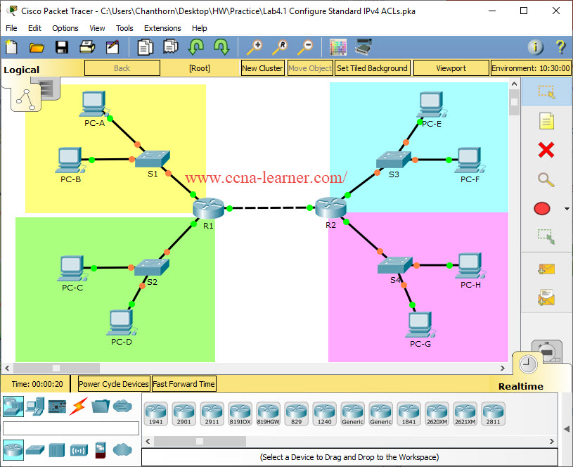 Packet Tracer Configure Standard IPv4 ACLs cisco academy