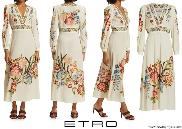 Princess Sofia wore ETRO Santa Barbara Floral A-Line Long Puff-Sleeve Maxi Dress
