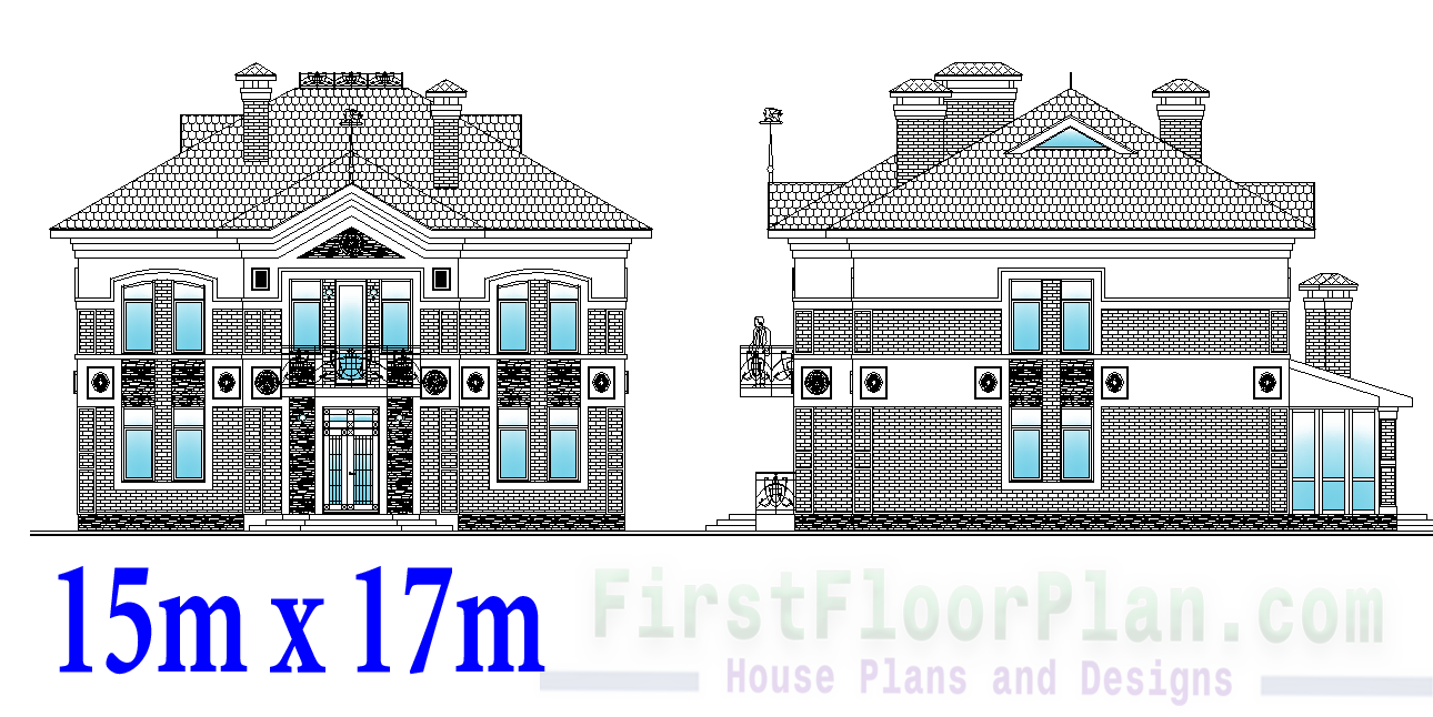 European Style Duplex House Plans and Elevation Designs First Floor