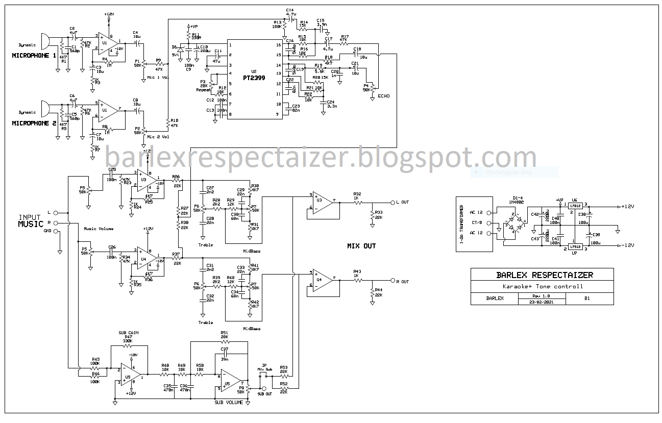Tone Control Karaoke Gerber, Schematic, Layout - Electronic Circuit