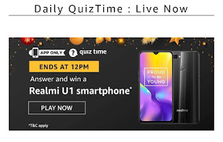 AMAZON QUIZ Today Answer - 22 December 2019 | Win Realmi U1 Smartphone