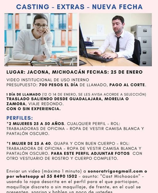 NUEVAS FECHAS!! Casting para Extras!!! Agencia CaraCara Films Video