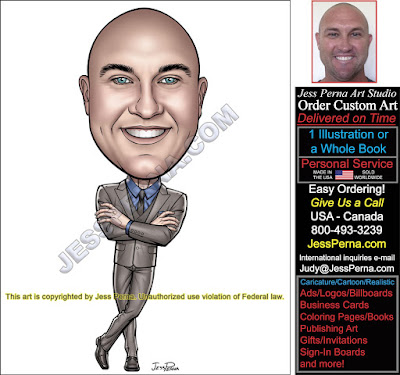 Real Estate Agent Wearing Suit Vest Caricature