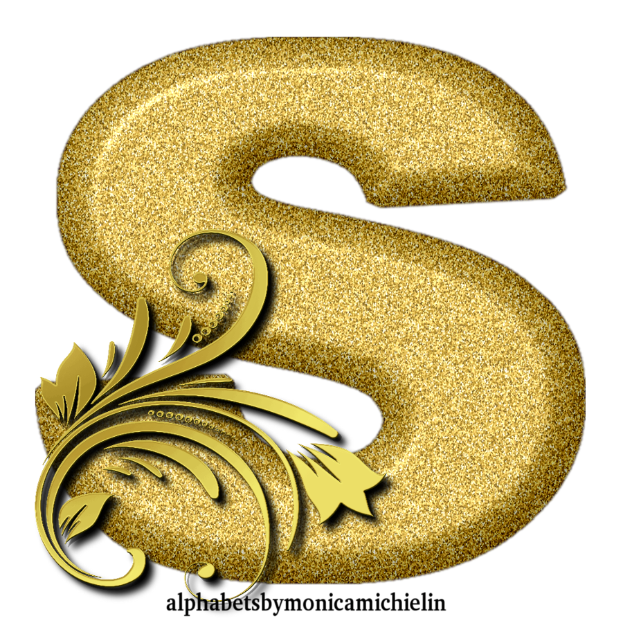 M. Michielin Alphabets 2 GOLDEN GLITTER ORNAMENT ALPHABET PNG