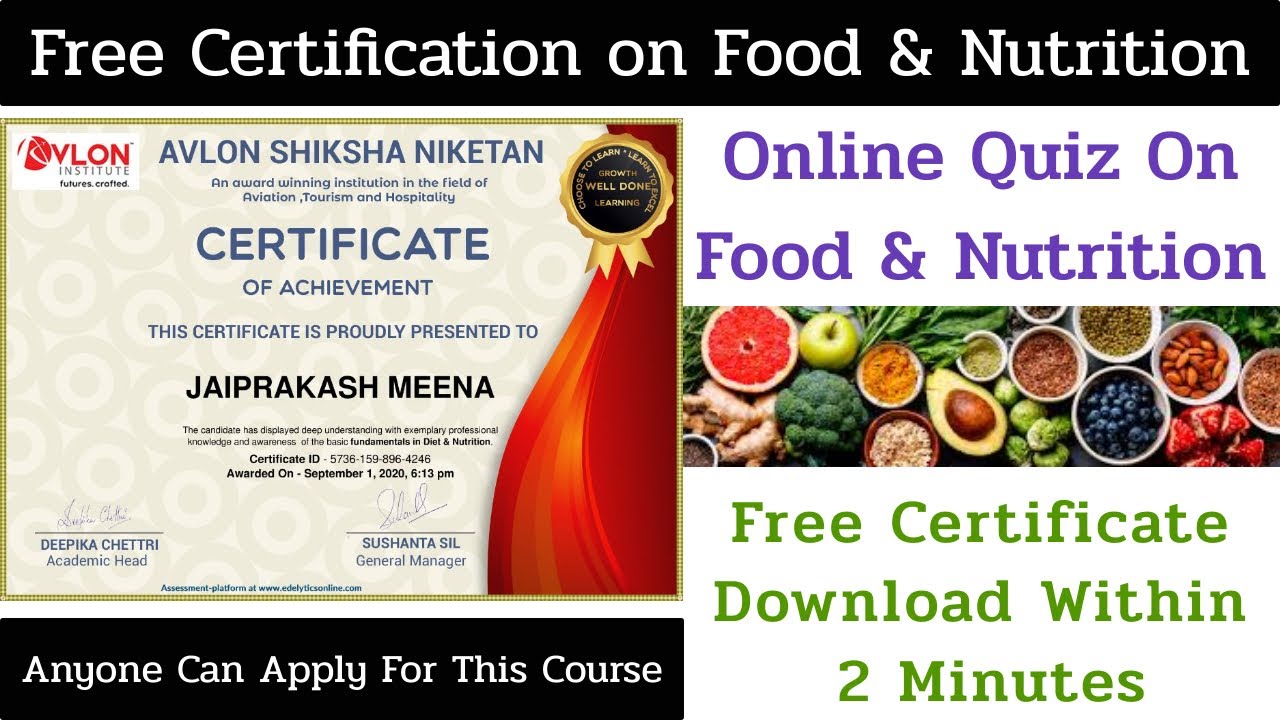 Food and Nutrition Free Certification Course