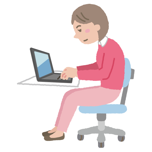 悪い姿勢でパソコン作業をする女性 塗り 無料イラスト素材集 イラスト研究所