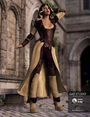 3d Models Art Zone - Casual Summer, Vigilante Outfit ja Austrani Outfit for Genesis 3 Nainen (t)