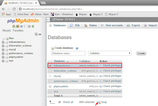 Cara Menghapus Database Di Phpmyadmin Xampp Indoamaterasu