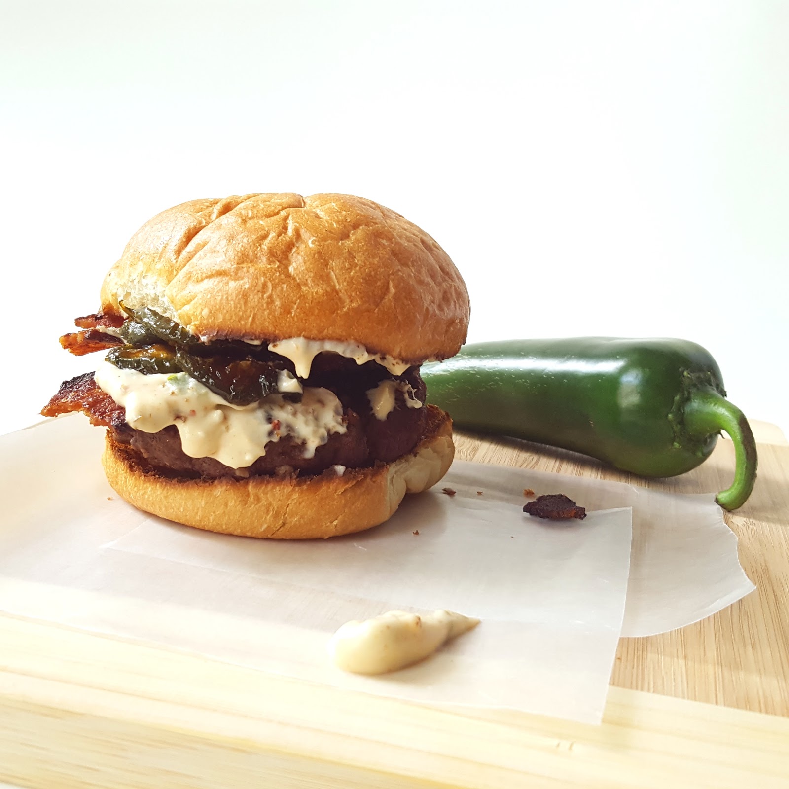 Food Spicy Jalapeno Pepper Jack Bacon Burger