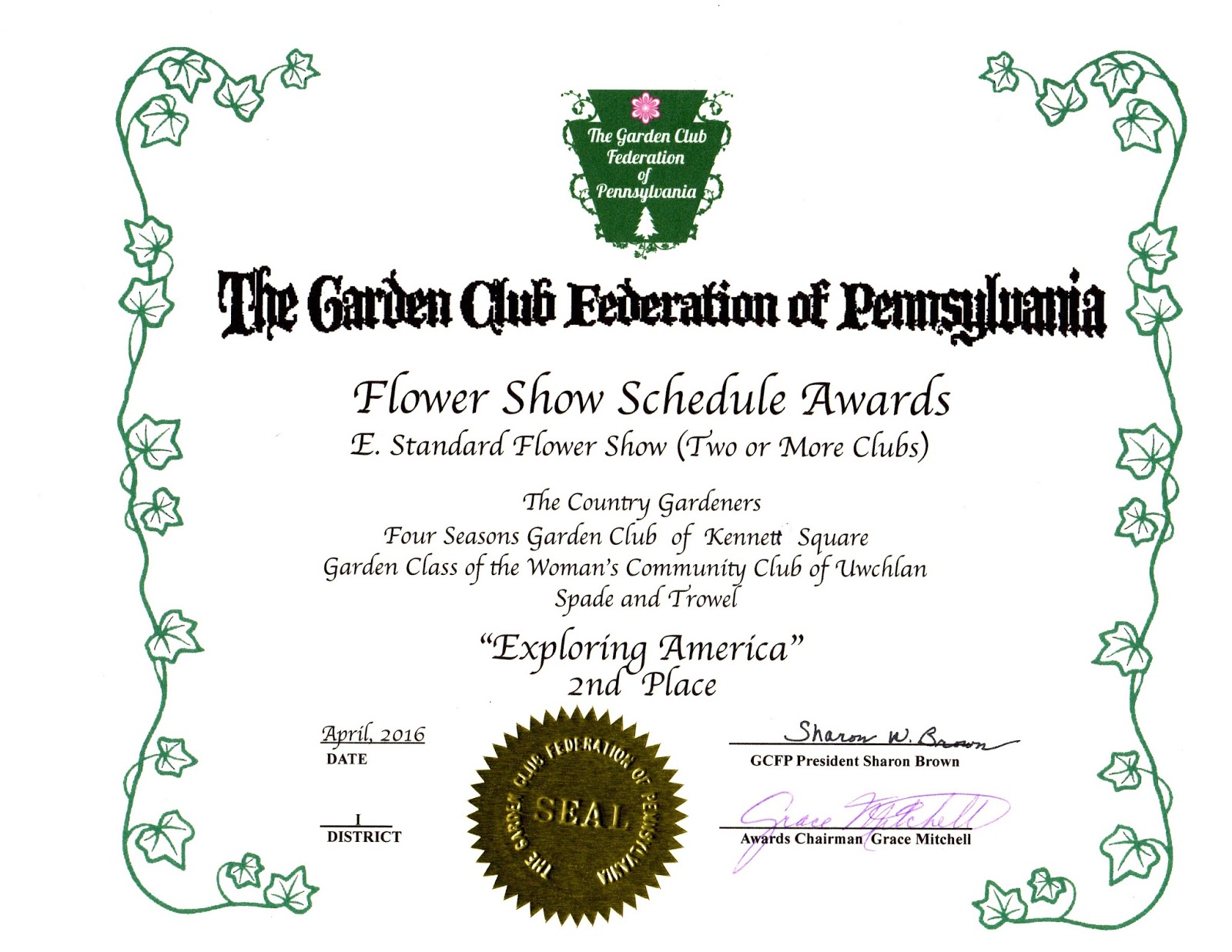 Garden Chat GCFP Flower Show Awards for 2015 Longwood Gardens Flower Show "Exploring America"