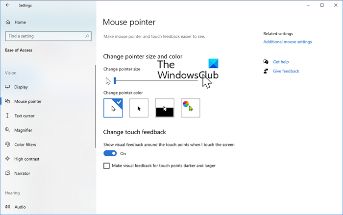 Rendre le curseur plus épais dans Windows 10