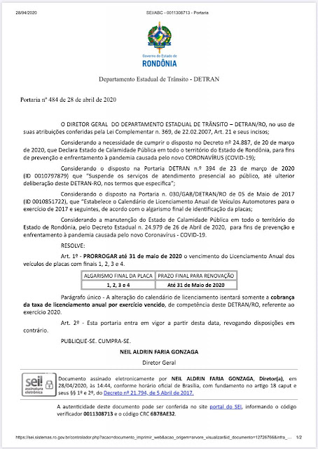 Detran prorroga vencimento de licenciamento para veículos com placas com final 1, 2, 3 e 4 4 Detran prorroga vencimento de licenciamento para veículos com placas com final 1, 2, 3 e 4