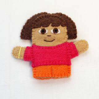 Dora the Explorer felt finger puppet, handmade by Joanne Rich