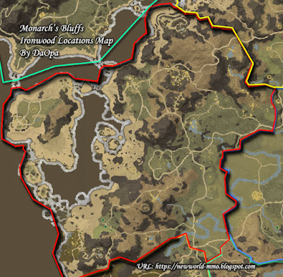 Monarch's Bluffs ironwood locations map