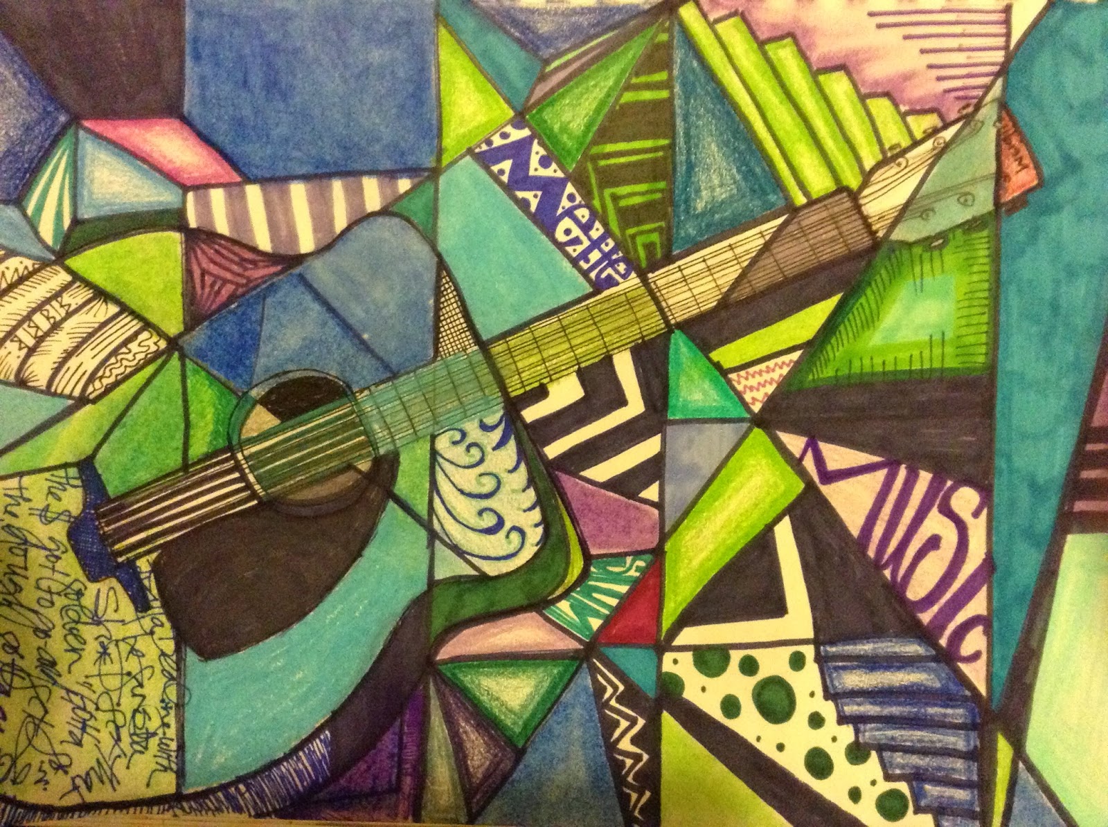 Mette's Art Blog: Cubism Guitars Steps