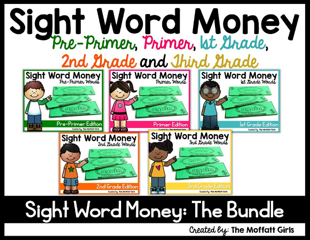 Sight Word Money- Build confident readers by teaching sight words using these fun sight word dollars. Reward students with a dollar each time they master a sight word!