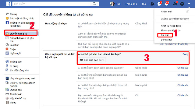Chặn kết bạn trên facebook máy tính Chặn kết bạn trên facebook máy tính