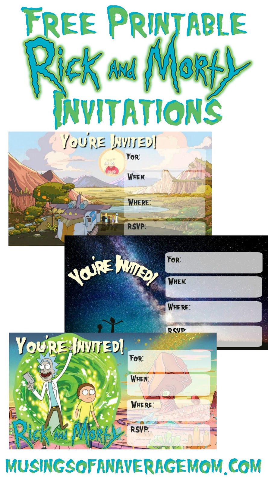 Rick and Morty Invitations | Rick and morty, Free birthday printables