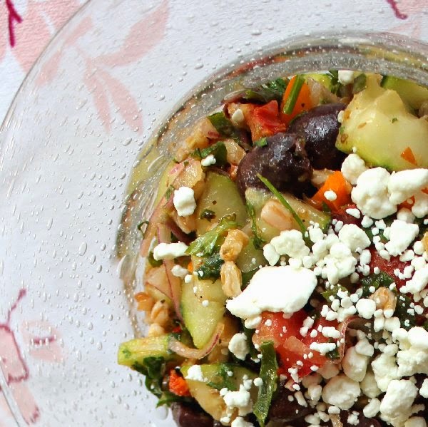 Always & Forever Cagefree Greek Salad with Farro and Kale