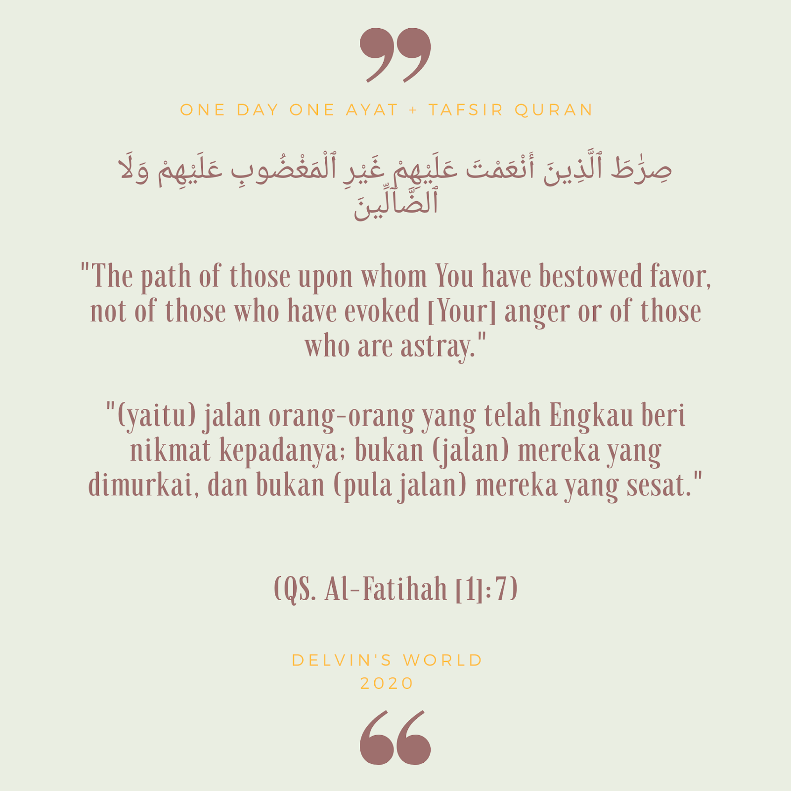 One Day One Ayat ODOA Tafsir Quran Surat alFatihah