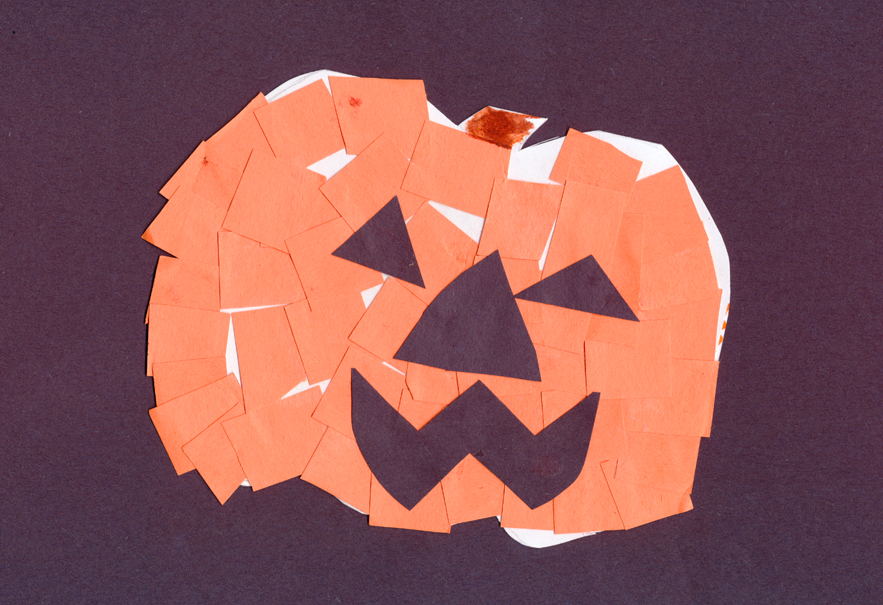 Give Your Octopus a Paintbrush (or 8) Pumpkin Collage Card