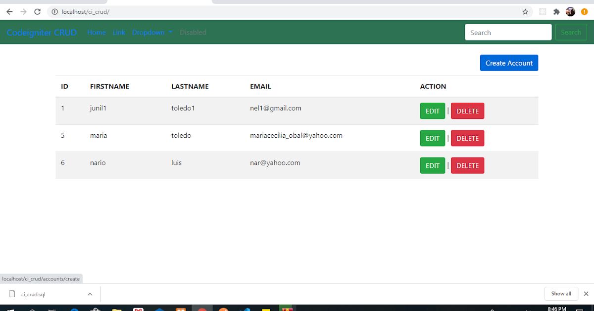 Codeigniter 3 CRUD wtih mysql