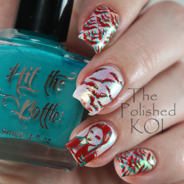 3D Anaglyph Nail Stamping - Bats and Wednesday Adams