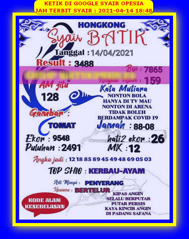 Syair Batik Hk 18 November 2020 Kode Syair Jitu