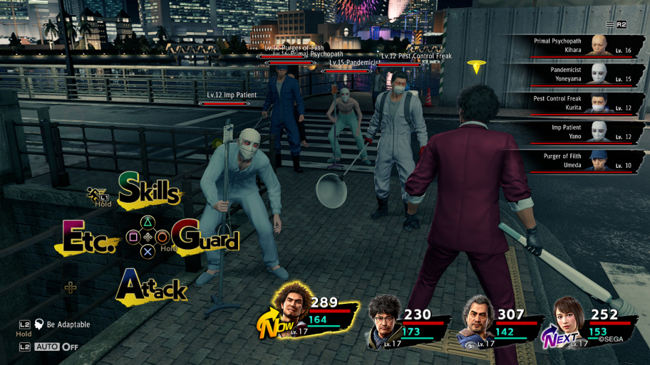 The on-screen madness (and the drastic transformation of ordinary people into bizarre clowns) is explained by Kasuga's fantasy: he is a fan of Dragon Quest, and that says it all. YAKUZA: LIKE A DRAGON: REVIEW