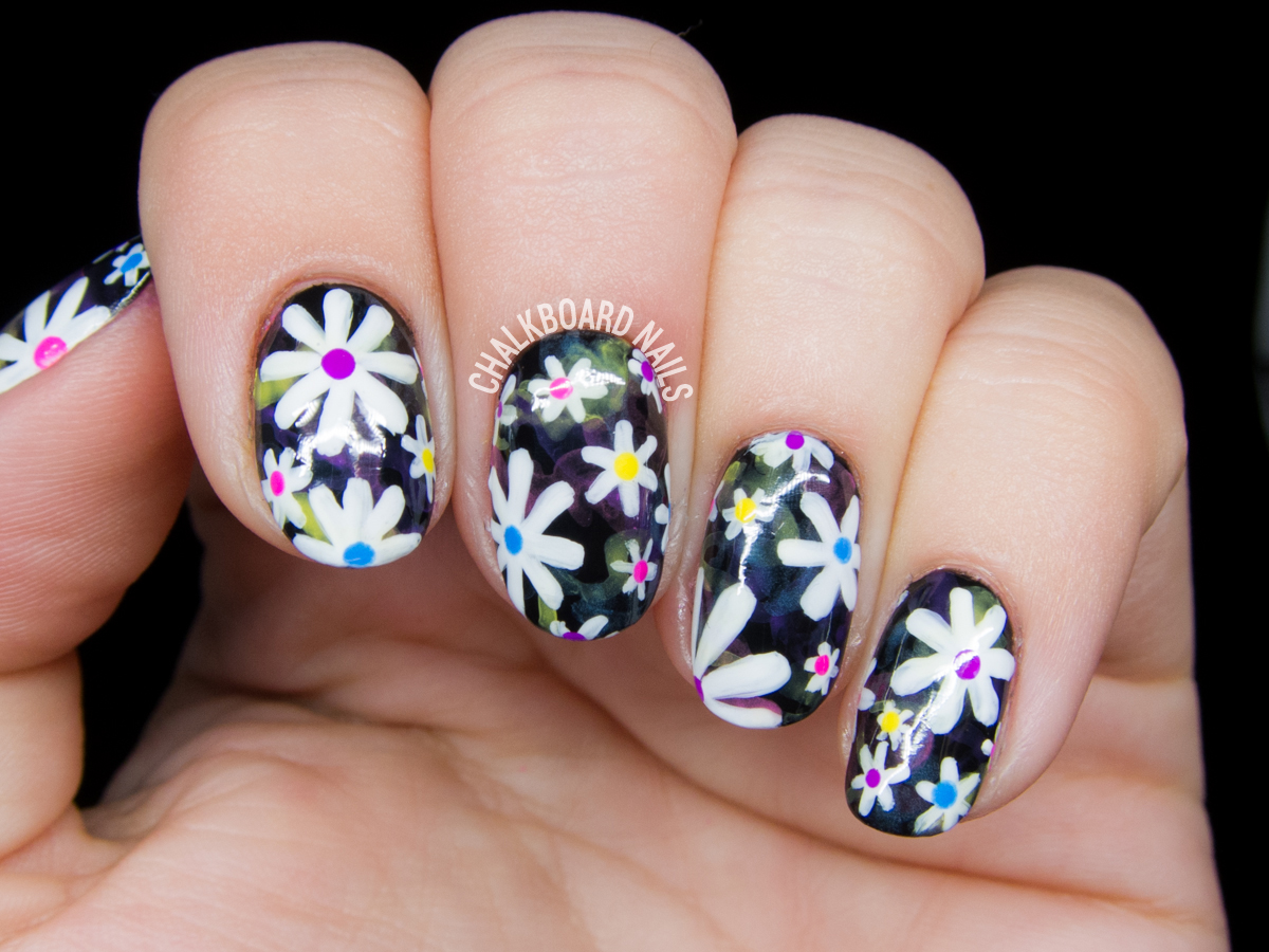 Electric Daisy Floral Print Nail Art | Chalkboard Nails | Phoenix ...