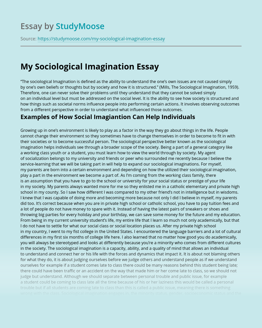 how to write a sociological imagination essay