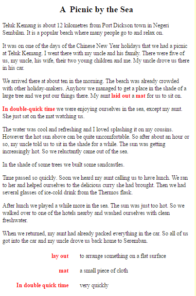 Picnic at seaside essay for class 1 image